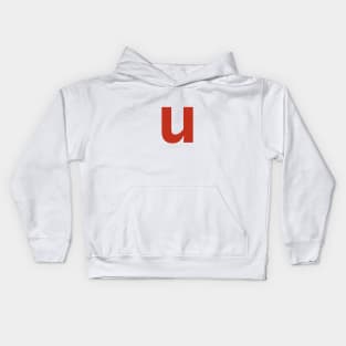 Letter u in Red Text Minimal Typography Kids Hoodie